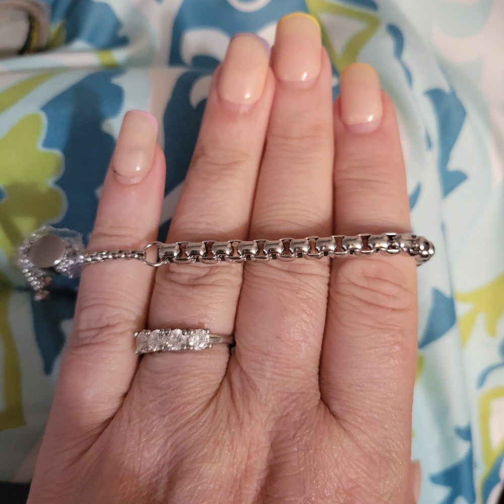 Sale NIB Platinum Plated STAINLESS STEEL BOX CHAIN BOLO BRACELET ‼️NEVER TARNISH - Picture 9 of 9